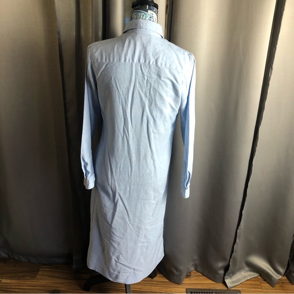 Vintage L.L. Bean Long Sleeve Midi Button Front Denim Like Collared Dress - Picture 10 of 14